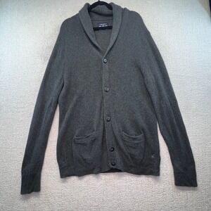 American Eagle Men's Shawl Collar Cardigan XL Athletic‎ Fit Cotton Gray